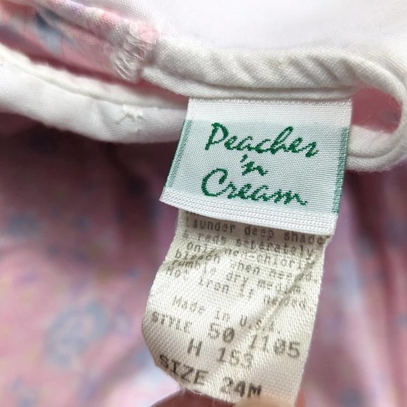 Vintage Peaches N Cream Romper Jumpsuit Size 24m Pink Floral Bib Lace - Picture 4 of 4